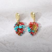 1 Pair Fashion Leaves Plastic Resin Gold Plated Women's Drop Earrings sku image 1