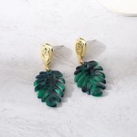 1 Pair Fashion Leaves Plastic Resin Gold Plated Women's Drop Earrings main image 4