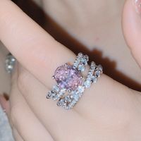 2 Pieces Fashion Oval Copper Inlay Zircon Women's Rings sku image 2