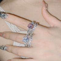 2 Pieces Fashion Oval Copper Inlay Zircon Women's Rings main image 2
