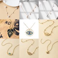 1 Piece Fashion Moon Heart Shape Eye Alloy Inlay Artificial Diamond Women's Pendant Necklace main image 4