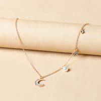 1 Piece Fashion Moon Heart Shape Eye Alloy Inlay Artificial Diamond Women's Pendant Necklace sku image 1