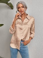 Women's Blouse Long Sleeve Blouses Patchwork Jacquard Fashion Leopard main image 3