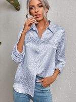 Women's Blouse Long Sleeve Blouses Patchwork Jacquard Fashion Leopard main image 2