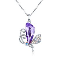1 Pieza Moda Mariposa Aleación Enchapado Cristal Artificial Diamantes De Imitación Mujeres Collar Colgante sku image 1