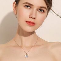 1 Piece Fashion Heart Shape Artificial Crystal Alloy Plating Rhinestones Unisex Pendant Necklace main image 3