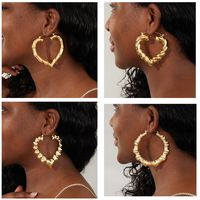 1 Pair Exaggerated Heart Shape Plating Iron Hoop Earrings main image 1