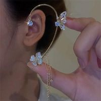 Fashion Tassel Butterfly Alloy Copper Rhinestone Women's Ear Clips main image 1