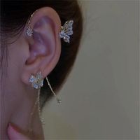 Fashion Tassel Butterfly Alloy Copper Rhinestone Women's Ear Clips main image 3