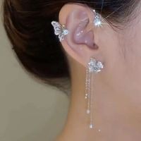 Moda Borla Mariposa Aleación Cobre Diamante De Imitación Mujeres Pinzas Para Las Orejas sku image 3