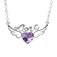 Mode Buchstaben Herzform Flügel Legierung Inlay Künstliche Kristall Valentine's Day Damen Halskette main image 3