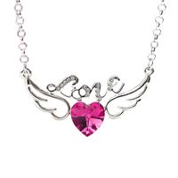 Mode Buchstaben Herzform Flügel Legierung Inlay Künstliche Kristall Valentine's Day Damen Halskette main image 5