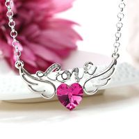 Fashion Letter Heart Shape Wings Alloy Inlay Artificial Crystal Valentine's Day Women's Necklace main image 4