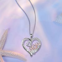 Casual MAMA Simple Style Letter Heart Shape Alloy Hollow Out Inlay Rhinestones Mother'S Day Women's Pendant Necklace main image 3