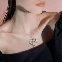 Casual MAMA Simple Style Letter Heart Shape Alloy Hollow Out Inlay Rhinestones Mother'S Day Women's Pendant Necklace main image 4