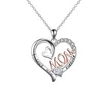 Mamá Letra Forma De Corazón Aleación Embutido Diamantes De Imitación Día De La Madre Mujeres Collar main image 3
