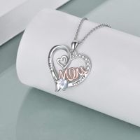 Casual MAMA Simple Style Letter Heart Shape Alloy Hollow Out Inlay Rhinestones Mother'S Day Women's Pendant Necklace main image 1