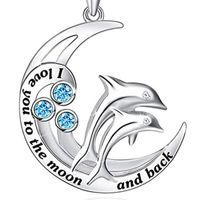 Fashion Letter Moon Dolphin Alloy Rhinestone Women's Necklace sku image 1