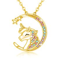 Simple Style Star Unicorn Alloy Rhinestone Women's Pendant Necklace main image 2