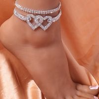 Fashion Heart Shape Alloy Inlay Artificial Gemstones Women's Anklet main image 1