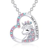 Moda Forma De Corazón Unicornio Aleación Embutido Diamantes De Imitación Mujeres Pulsera Aretes Collar sku image 5