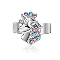Moda Forma De Corazón Unicornio Aleación Embutido Diamantes De Imitación Mujeres Pulsera Aretes Collar sku image 1