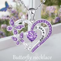 Fashion Letter Heart Shape Butterfly Alloy Inlay Rhinestones Valentine's Day Mother's Day Women's Pendant Necklace main image 1
