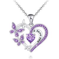 Fashion Letter Heart Shape Butterfly Alloy Inlay Rhinestones Valentine's Day Mother's Day Women's Pendant Necklace main image 4