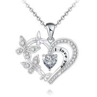 Fashion Letter Heart Shape Butterfly Alloy Inlay Rhinestones Valentine's Day Mother's Day Women's Pendant Necklace main image 2