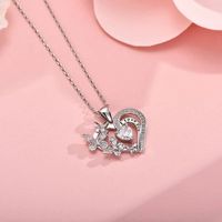 Fashion Letter Heart Shape Butterfly Alloy Inlay Rhinestones Valentine's Day Mother's Day Women's Pendant Necklace main image 3
