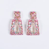 1 Pair Fashion Geometric Alloy Plating Metal Artificial Gemstones Women's Earrings main image 3