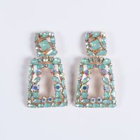 1 Pair Fashion Geometric Alloy Plating Metal Artificial Gemstones Women's Earrings main image 2