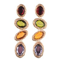1 Pair Fashion Geometric Alloy Plating Metal Artificial Gemstones Women's Drop Earrings main image 3