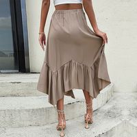 Summer Casual Solid Color Spandex Polyester Midi Dress Skirts main image 5