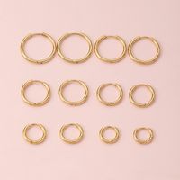 1 Pair Simple Style Circle Metal Gold Plated Women's Hoop Earrings main image 10