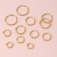 1 Pair Simple Style Circle Metal Gold Plated Women's Hoop Earrings main image 9