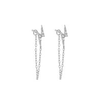 Ins Style Simple Style Cool Style Lightning Copper Plated With Real Gold Ear Studs Ear Chain Zircon Ear Studs 1 Pair sku image 2