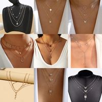 1 Piece Fashion Heart Shape Snake Lock Alloy Inlay Artificial Diamond Women's Layered Necklaces main image 1