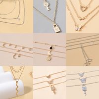 1 Piece Fashion Heart Shape Snake Lock Alloy Inlay Artificial Diamond Women's Layered Necklaces main image 4