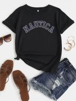 Women's Blouse Short Sleeve T-shirts Patchwork Simple Style Letter main image 4