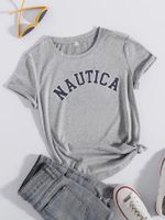 Women's Blouse Short Sleeve T-shirts Patchwork Simple Style Letter main image 2