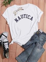 Women's Blouse Short Sleeve T-shirts Patchwork Simple Style Letter main image 3