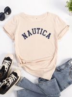 Women's Blouse Short Sleeve T-shirts Patchwork Simple Style Letter main image 5