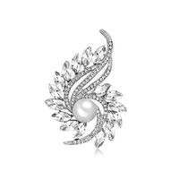 Moda Flor Aleación Embutido Cristal Diamantes De Imitación Perla Mujeres Broches main image 6