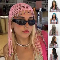 Mujeres Moda Color Sólido Con Cuentas Trenza Sin Alero Sombrero De Beanie main image 1