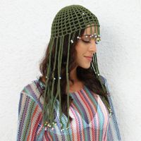 Women's Fashion Solid Color Beaded Braid Eaveless Beanie Hat main image 4