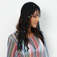 Women's Fashion Solid Color Beaded Braid Eaveless Beanie Hat sku image 2
