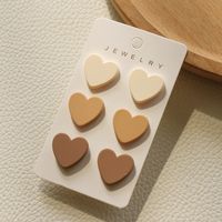 3 Pairs Sweet Color Block Stripe Heart Shape Arylic Valentine's Day Women's Ear Studs main image 3