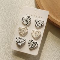 3 Pairs Sweet Color Block Stripe Heart Shape Arylic Valentine's Day Women's Ear Studs main image 5