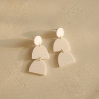 1 Pair Simple Style Round Moon Solid Color Arylic Patchwork Women's Drop Earrings sku image 4